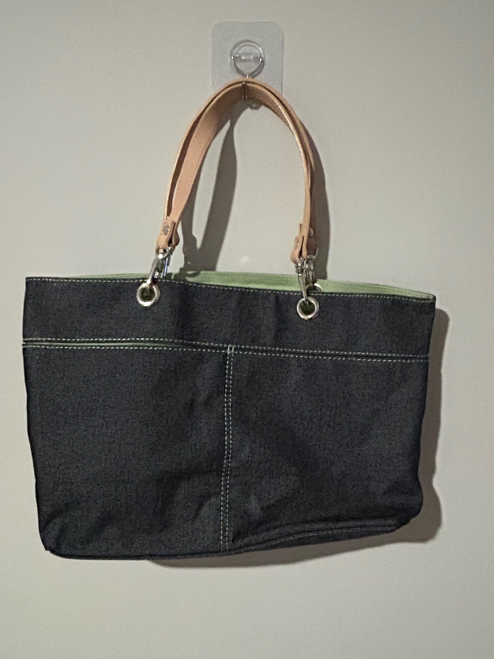 Women's Demin Gap Mini Tote Bag with Tan Handles